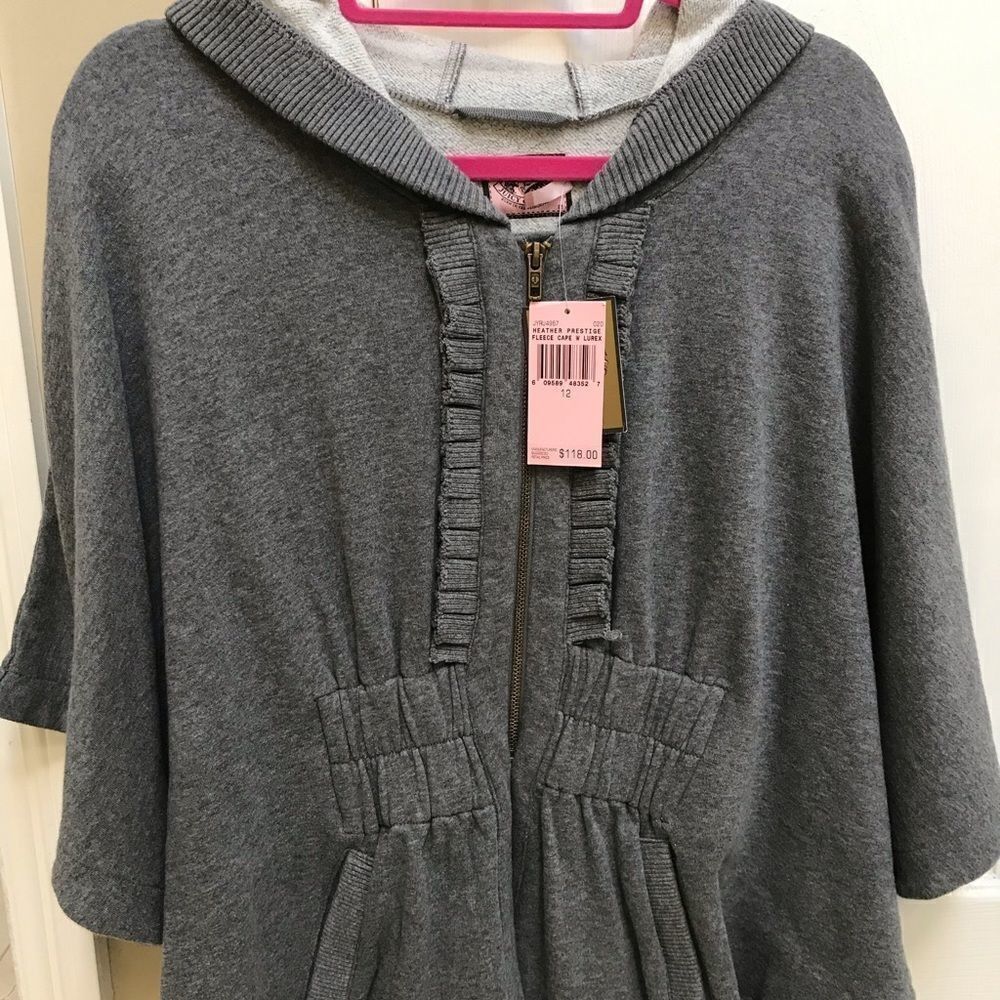 Juicy Couture Grey Hooded Poncho zip up sweatshirt - Picture 3 of 5
